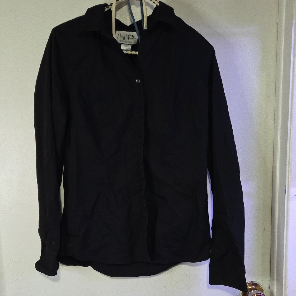 Mary McFadden Black Button-Up Shirt